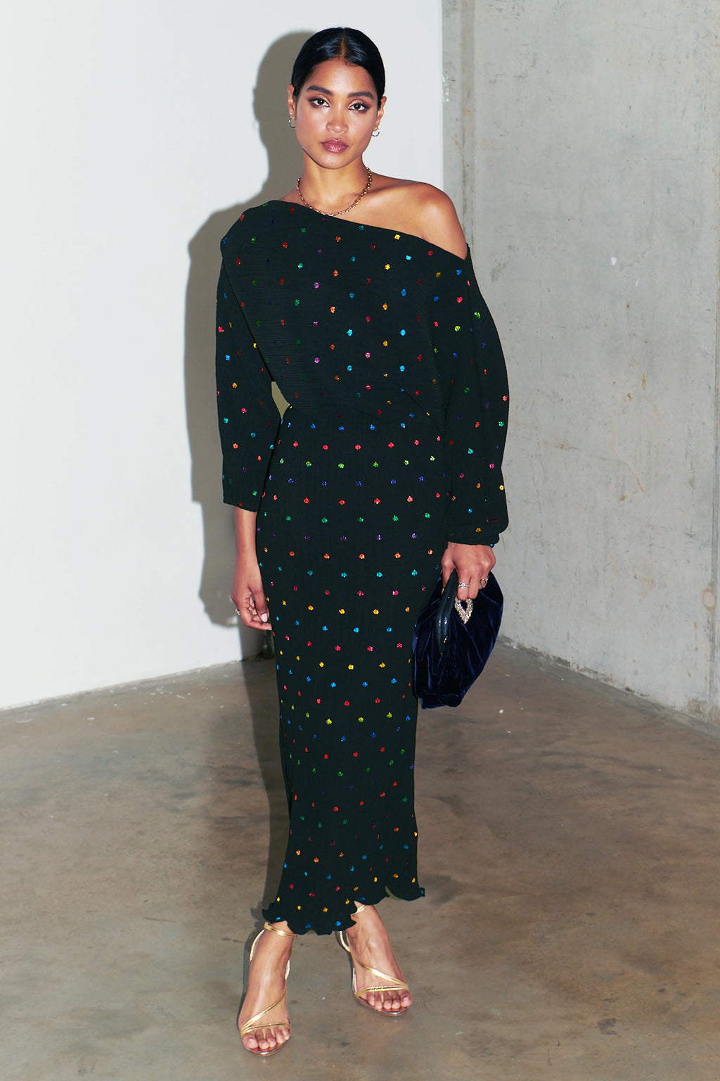 NEVER FULLY DRESSED Multi Spot Long Sleeve Tilly Dress