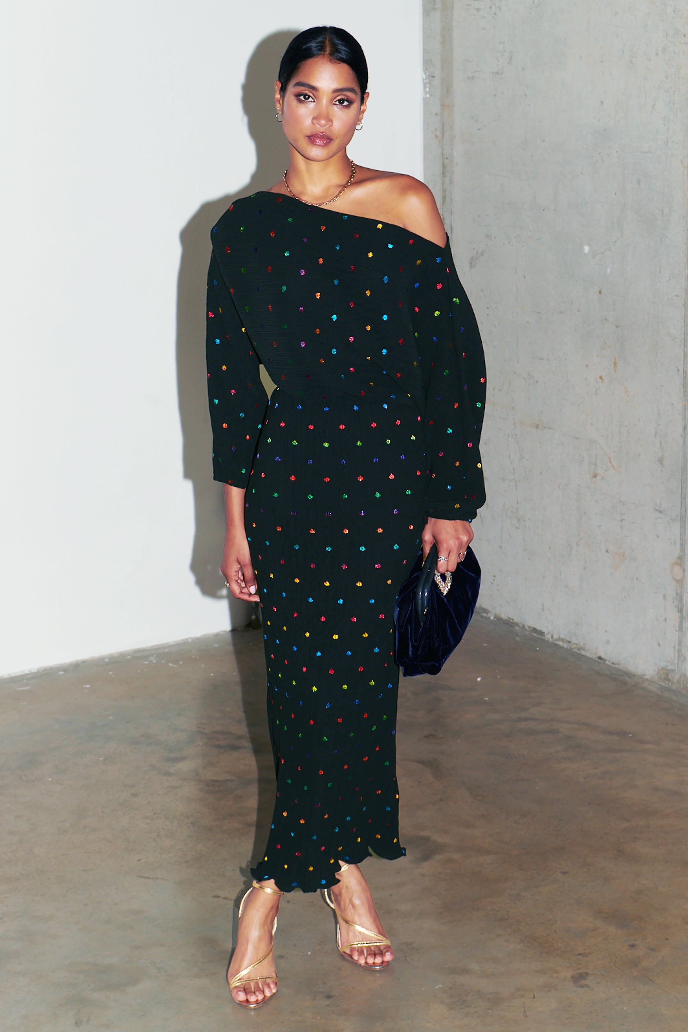 NEVER FULLY DRESSED Multi Spot Long Sleeve Tilly Dress