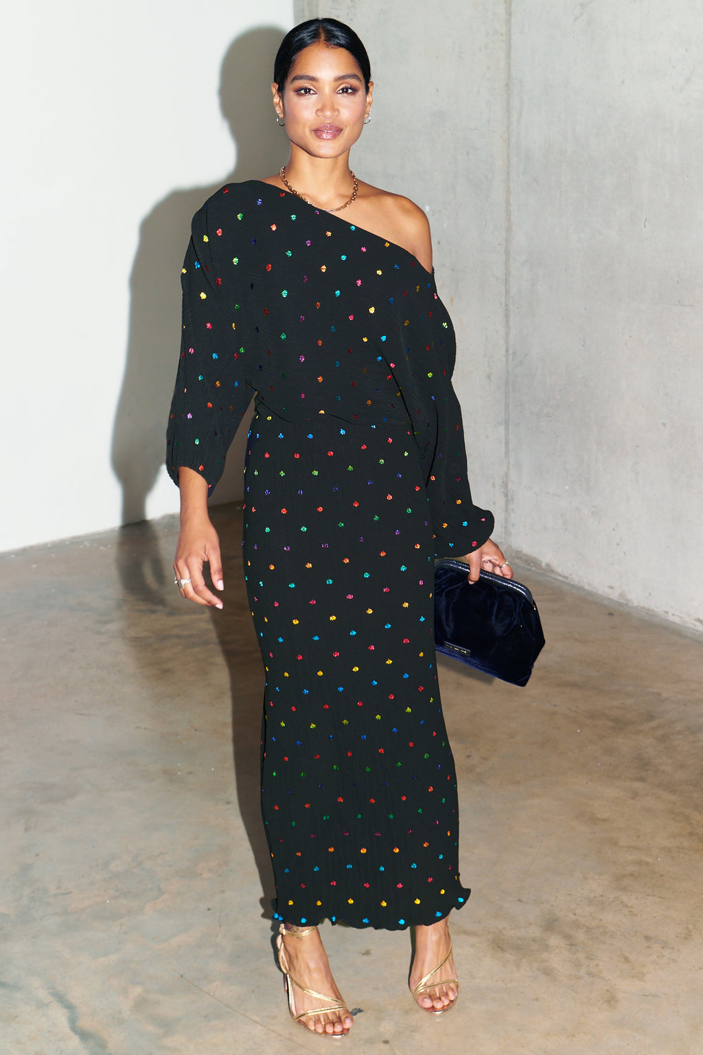 NEVER FULLY DRESSED Multi Spot Long Sleeve Tilly Dress