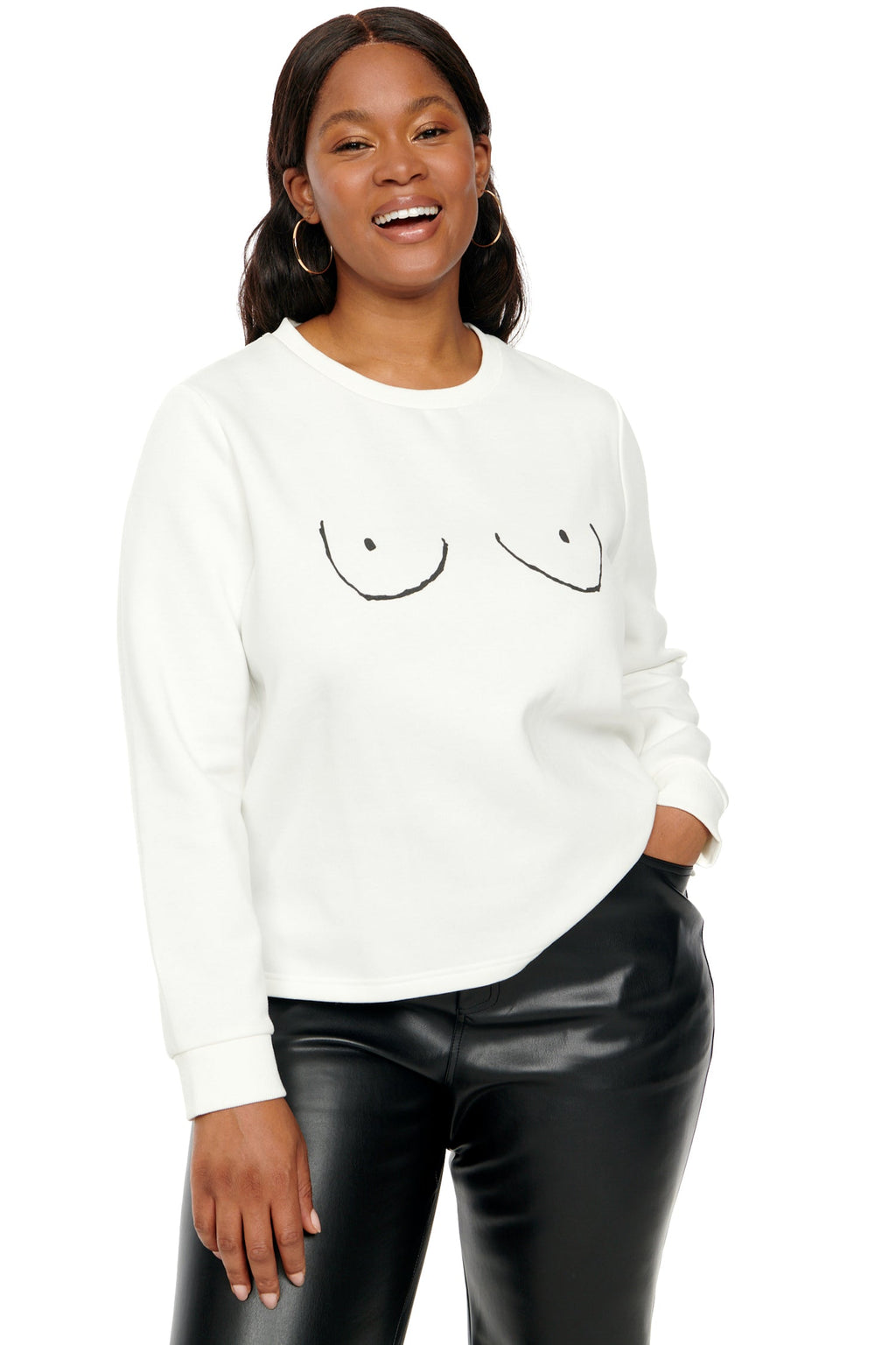  White Boob Sweatshirt