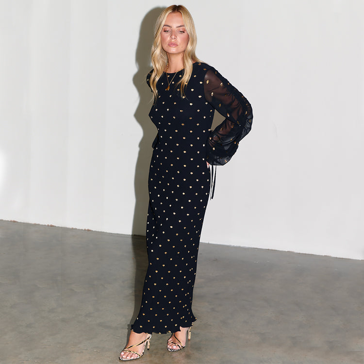 NEVER FULLY DRESSED Black Celia Plisse Dress