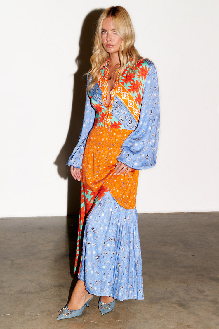  Blue Clash Effie Shirt Dress