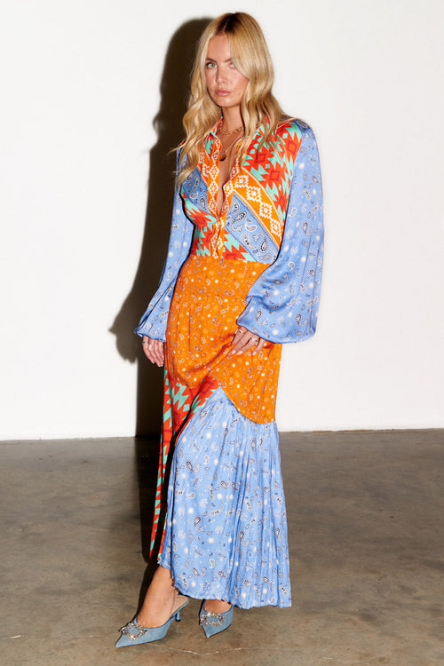  Blue Clash Effie Shirt Dress