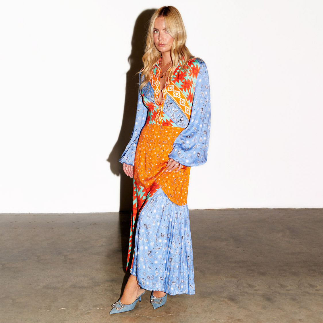  Blue Clash Effie Shirt Dress