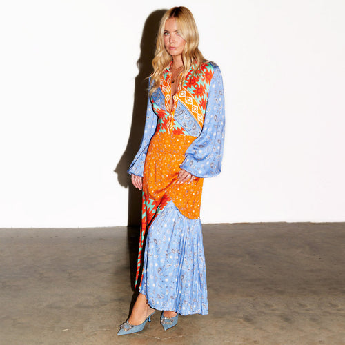  Blue Clash Effie Shirt Dress