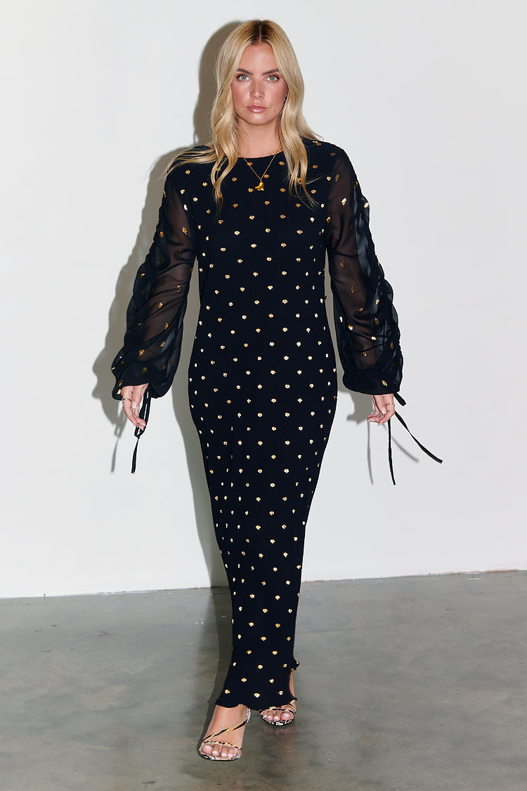 NEVER FULLY DRESSED Black Celia Plisse Dress Petite