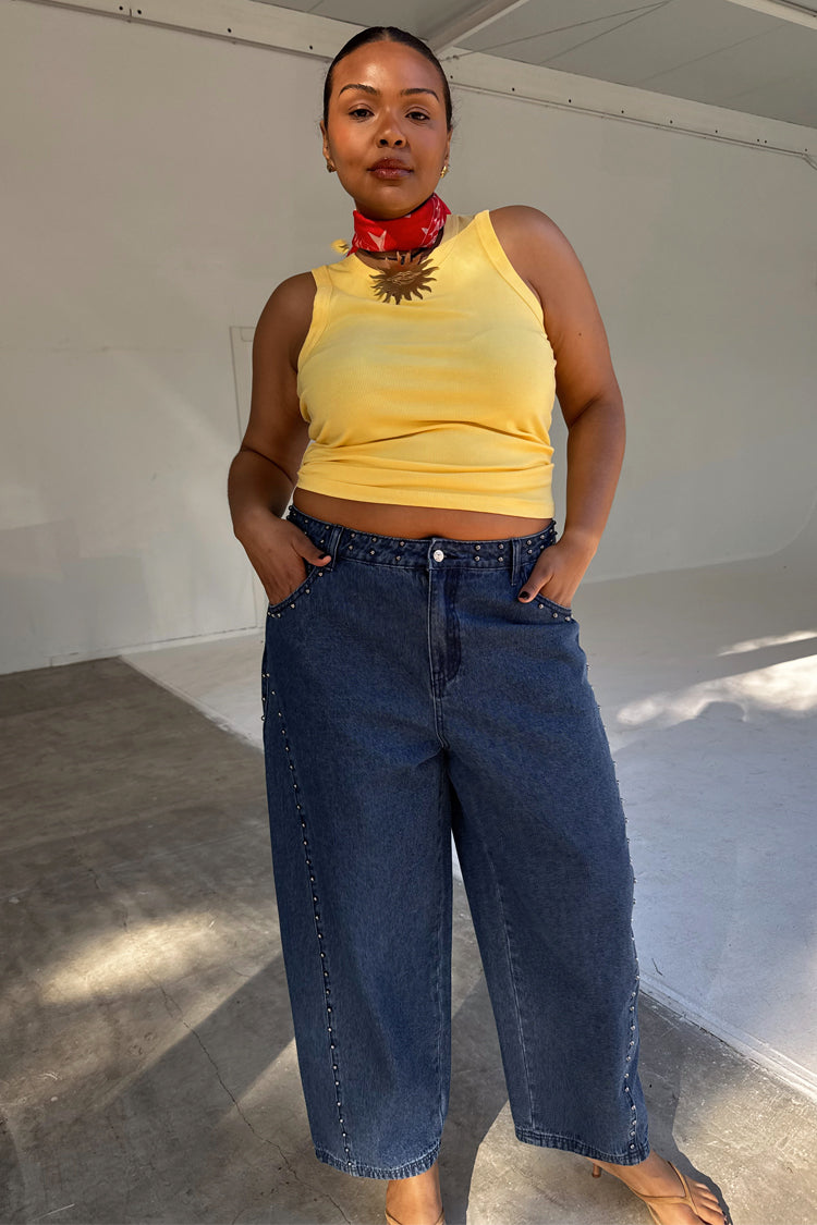 NEVER FULLY DRESSED Lemon Ribbed Tank