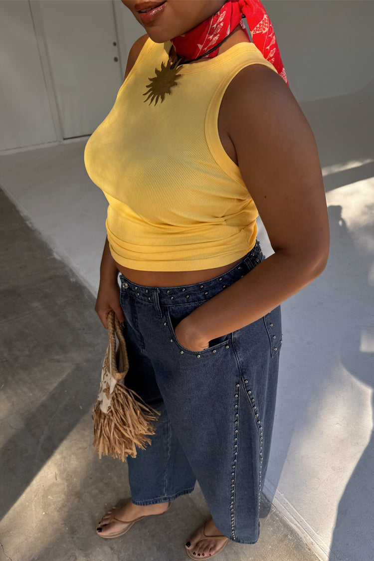 NEVER FULLY DRESSED Lemon Ribbed Tank