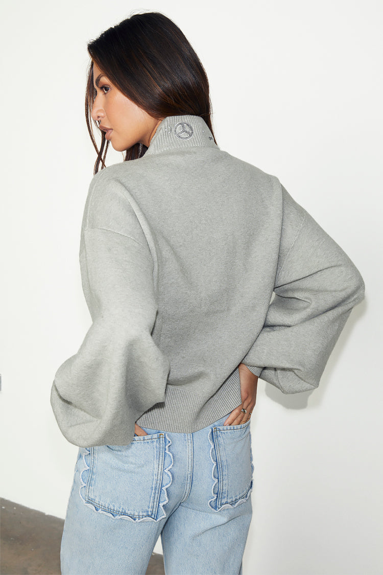 NEVER FULLY DRESSED Grey Astrid Knit Bomber