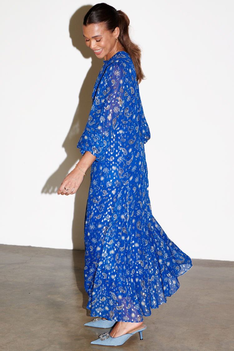 NEVER FULLY DRESSED Blue Running Wild Paisley Bibi Dress