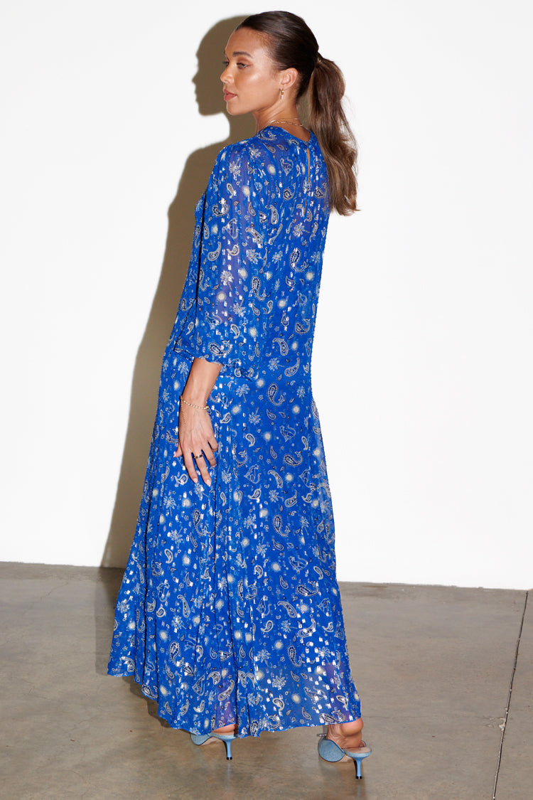 NEVER FULLY DRESSED Blue Running Wild Paisley Bibi Dress Petite