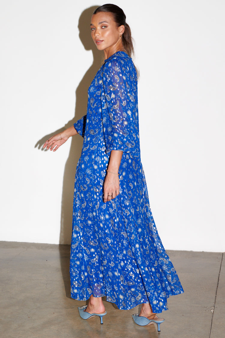 NEVER FULLY DRESSED Blue Running Wild Paisley Bibi Dress Petite
