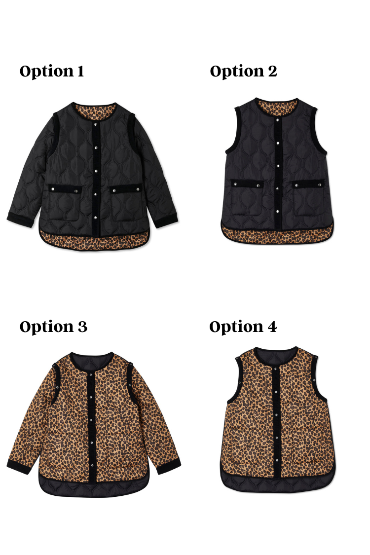 NEVER FULLY DRESSED Black And Leopard Multi-Wear Jacket