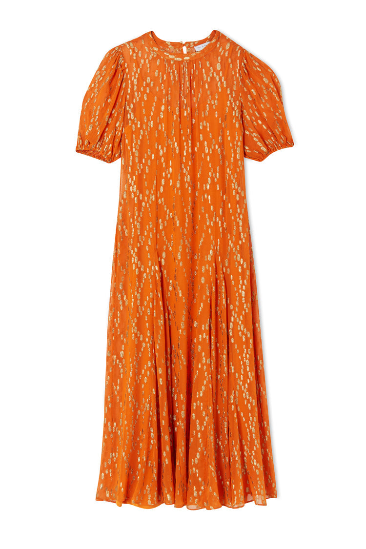 NEVER FULLY DRESSED Orange Jacquard Bibi Dress