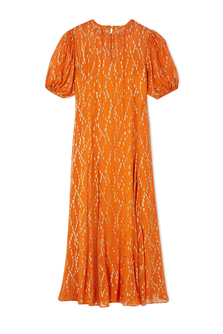 NEVER FULLY DRESSED Orange Jacquard Bibi Dress