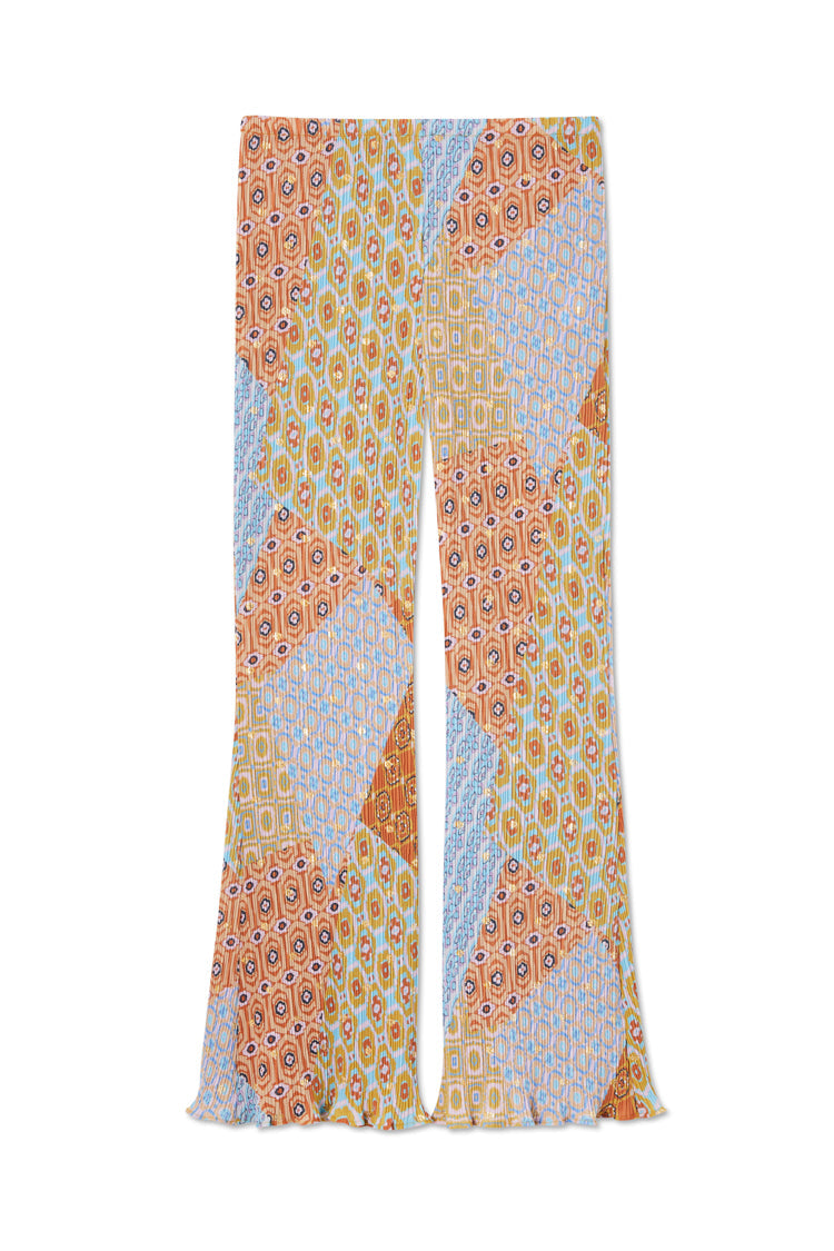  Geo Patchwork Plisse Trousers