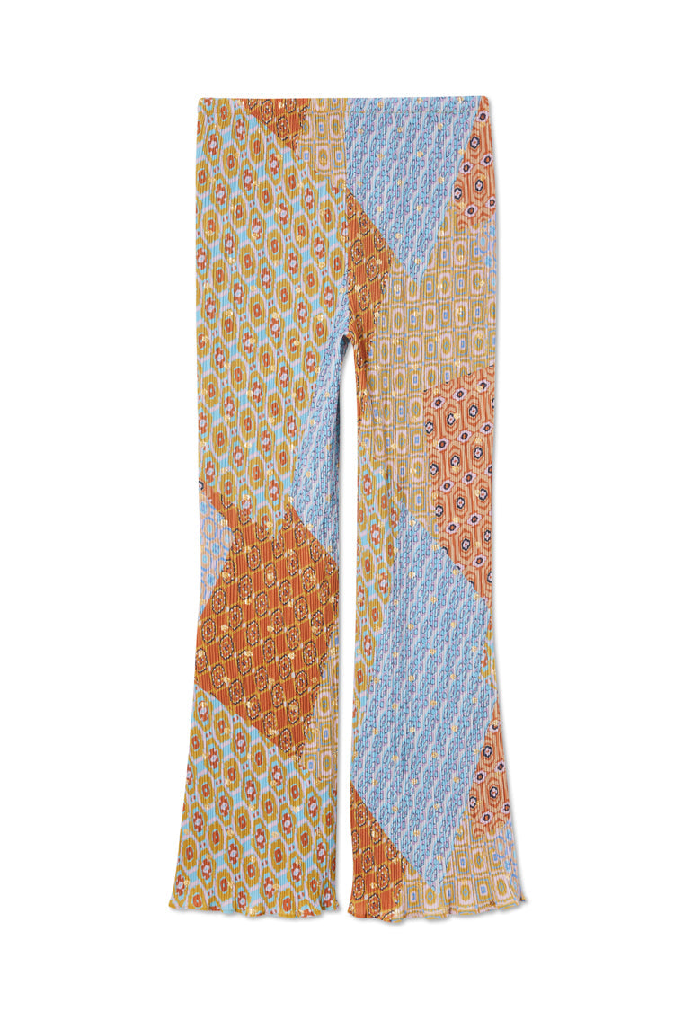  Geo Patchwork Plisse Trousers