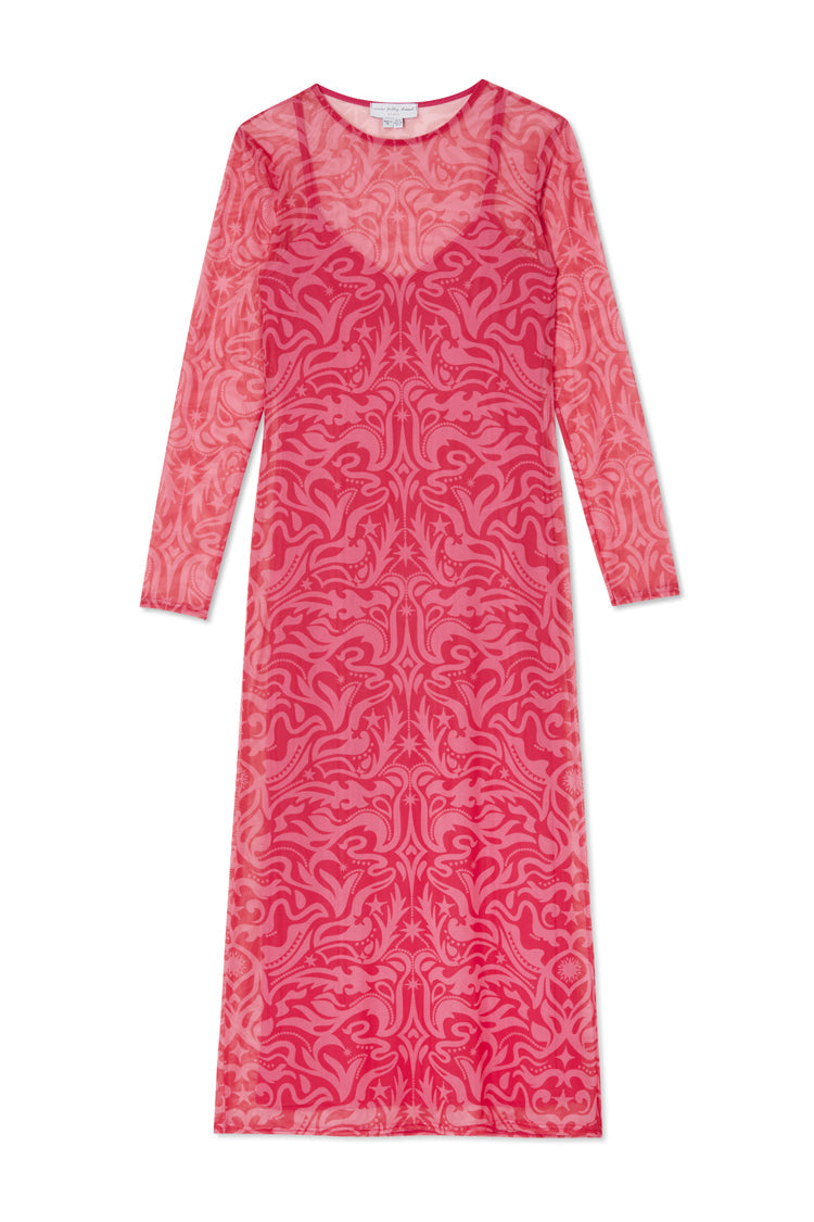 NEVER FULLY DRESSED Pink And Red Bowie Mesh Dress