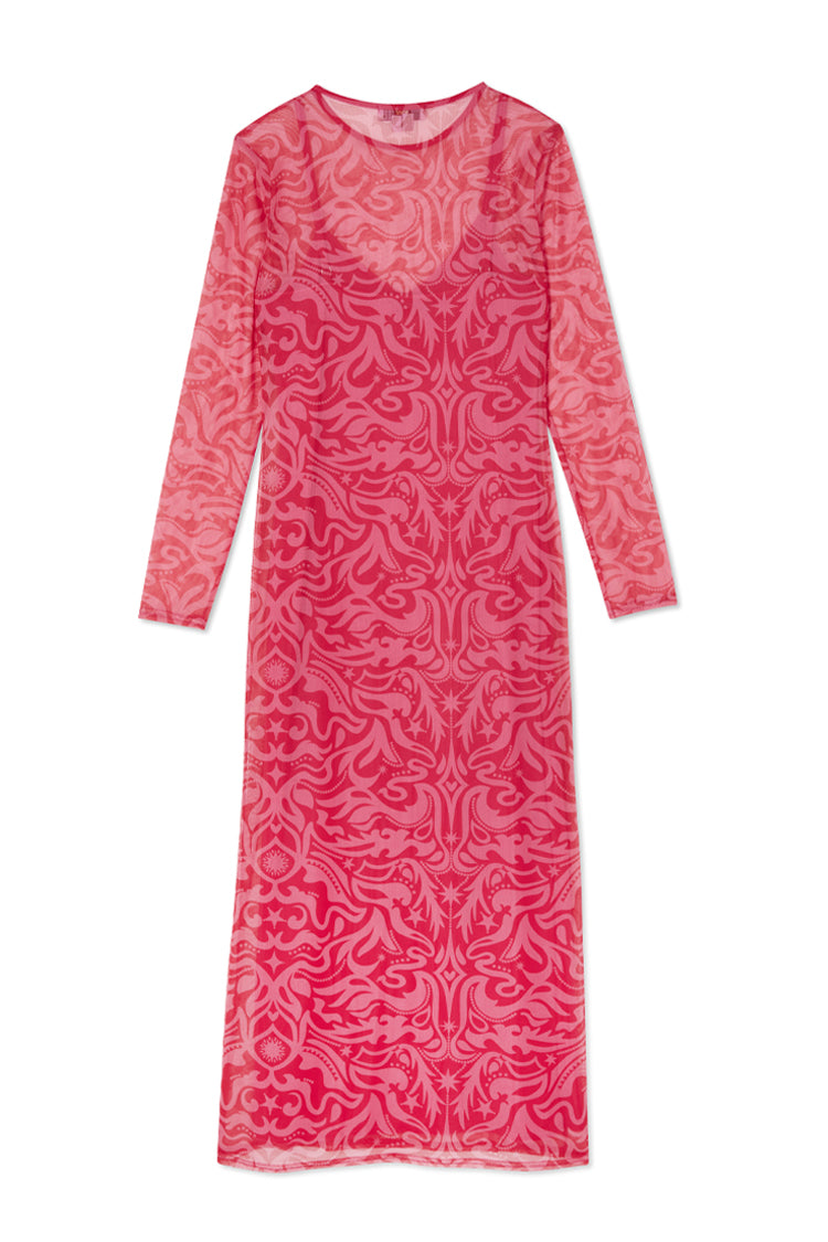 NEVER FULLY DRESSED Pink And Red Bowie Mesh Dress