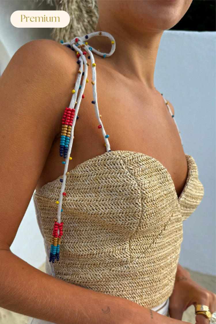 NEVER FULLY DRESSED Raffia Cecilia Top