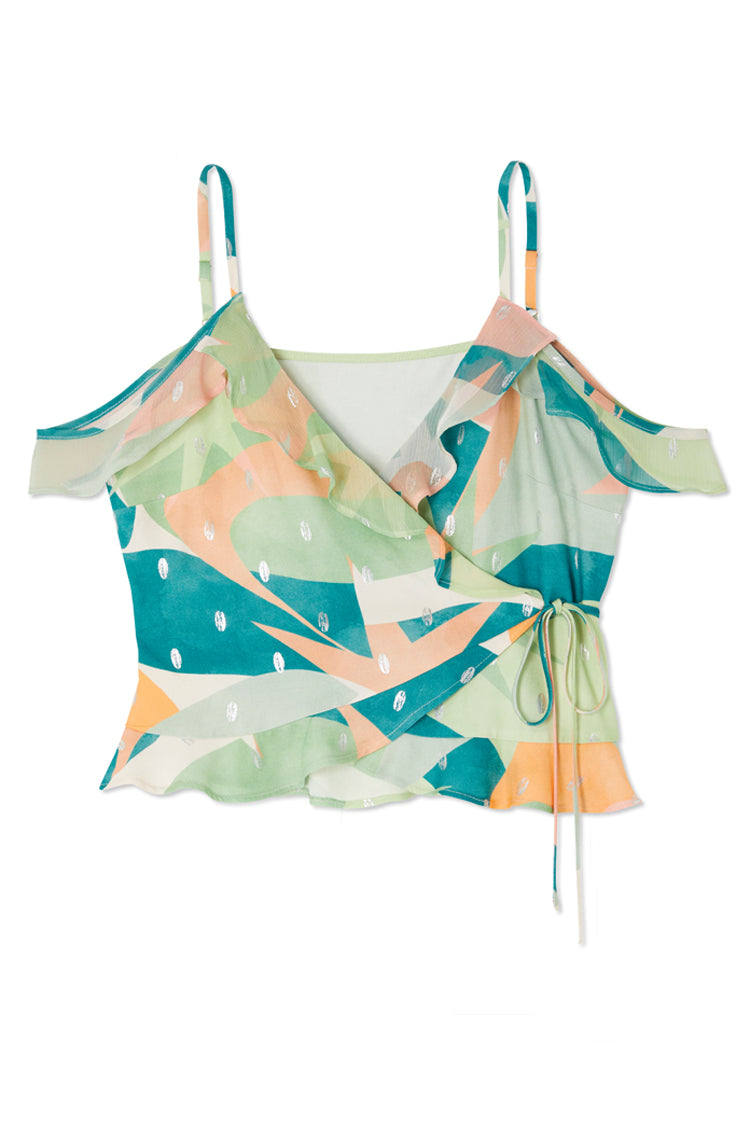 NEVER FULLY DRESSED Sage Lyra Georgia Wrap Top