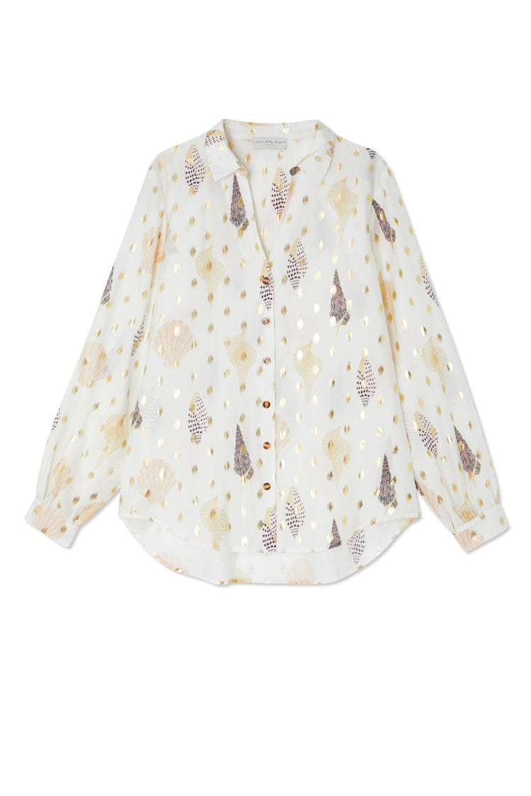 NEVER FULLY DRESSED Shells Miley Shirt With Gold Fleck