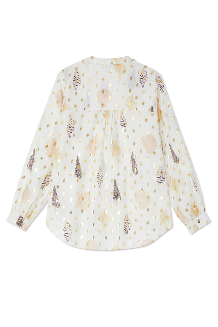 NEVER FULLY DRESSED Shells Miley Shirt With Gold Fleck