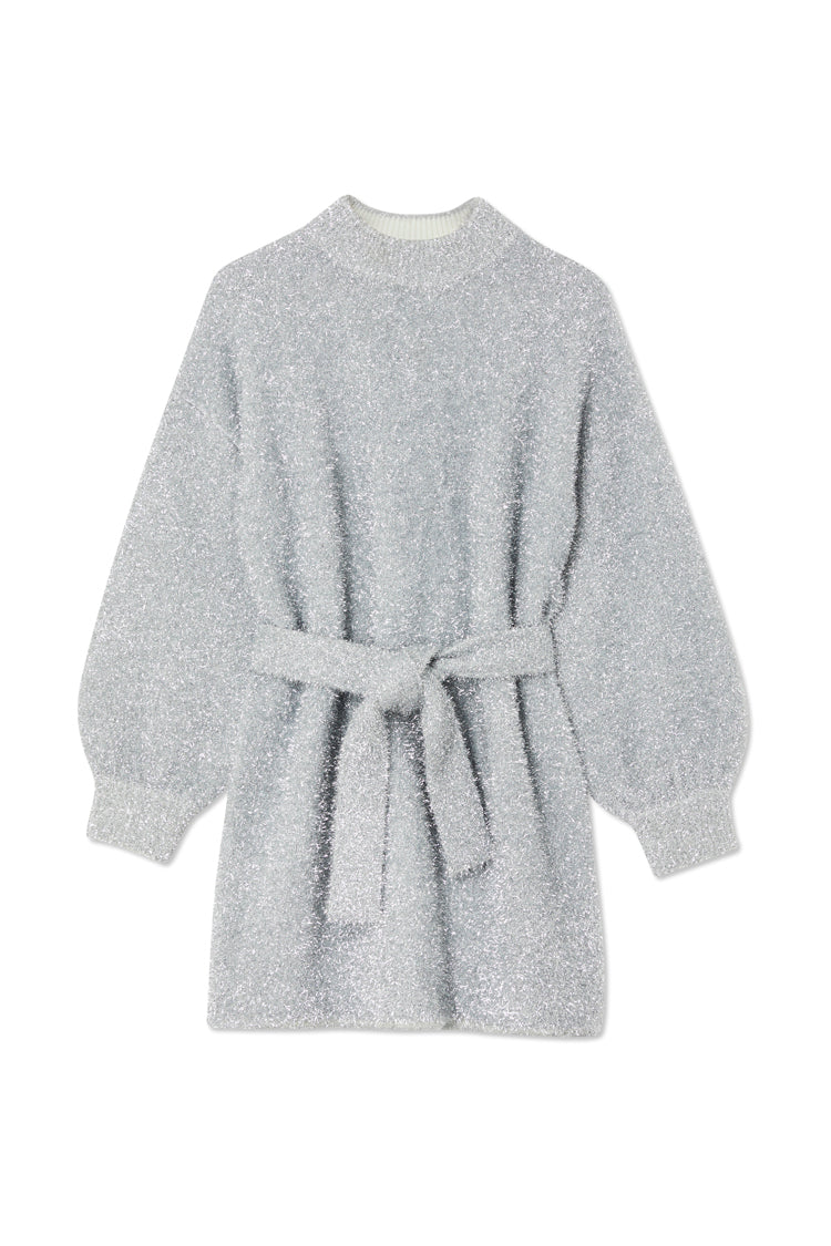  Silver Lyon Tinsel Belted Mini Dress