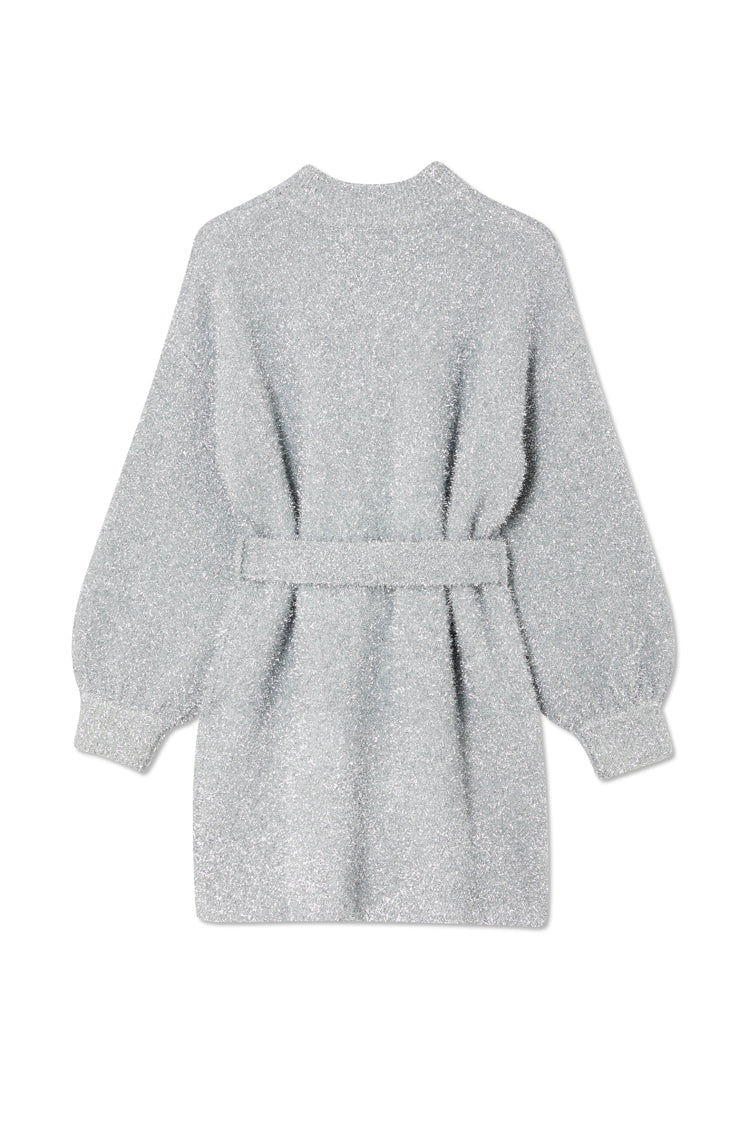  Silver Lyon Tinsel Belted Mini Dress