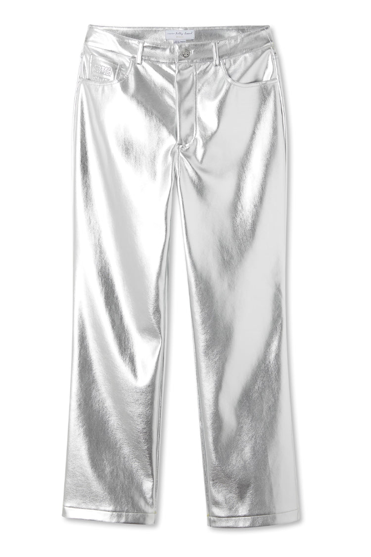 NEVER FULLY DRESSED Silver Vegan Leather Trouser