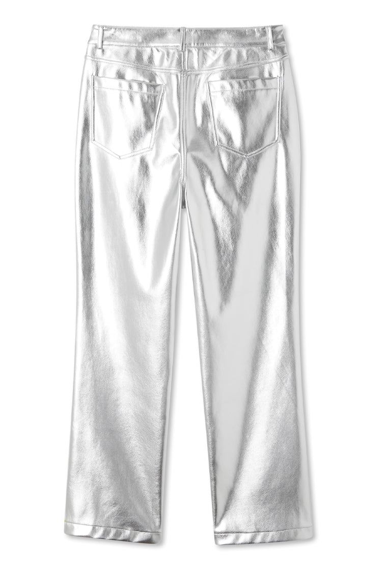NEVER FULLY DRESSED Silver Vegan Leather Trouser