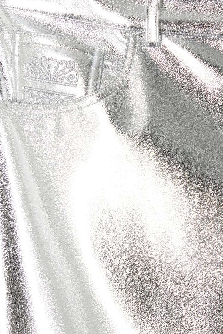 NEVER FULLY DRESSED Silver Vegan Leather Trouser