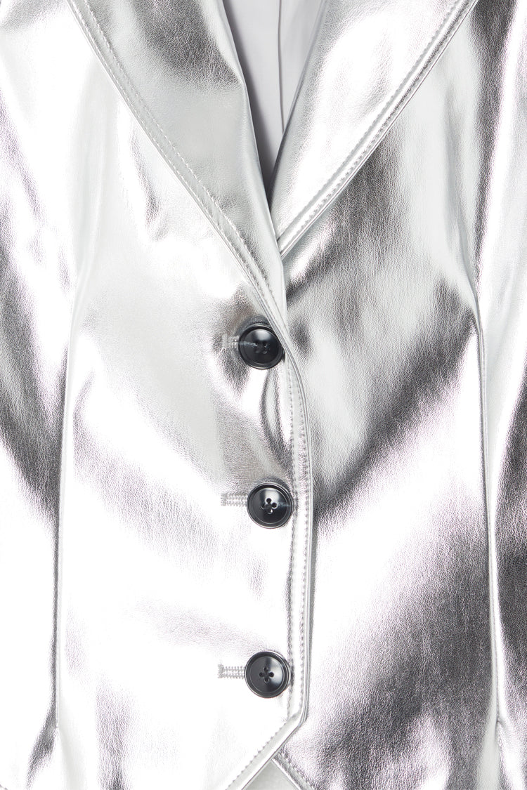  Silver Vegan Leather Waistcoat