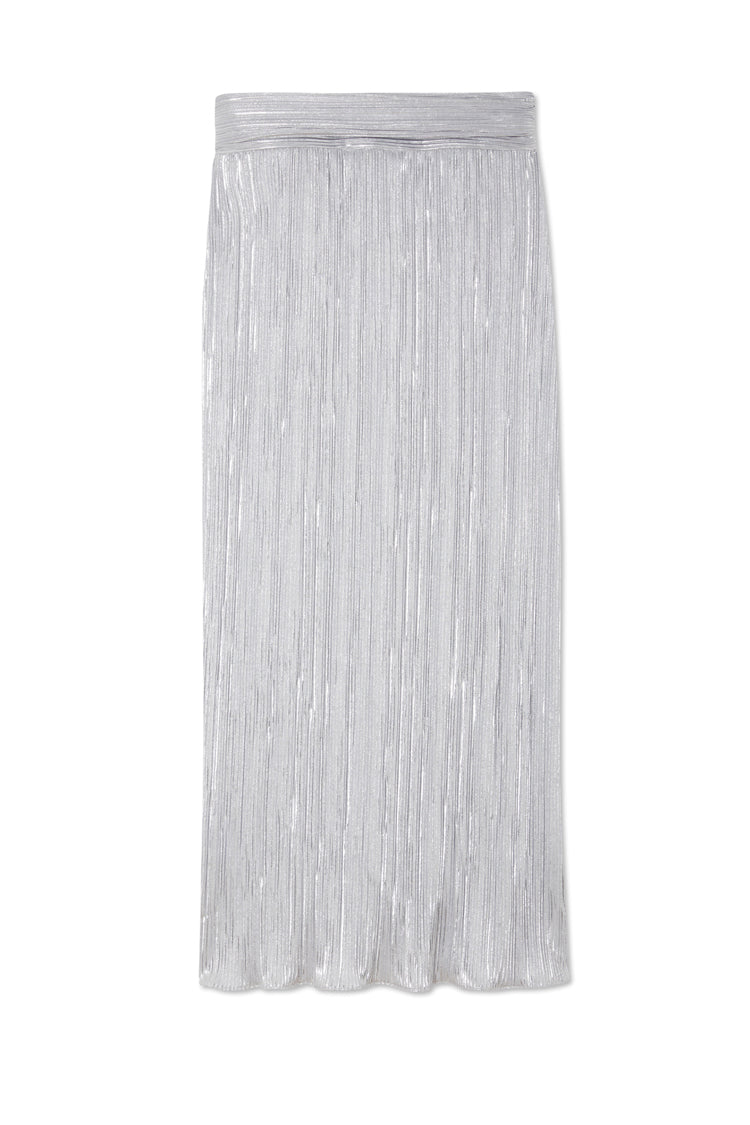 NEVER FULLY DRESSED Silver Plisse Jaspre Wrap Skirt