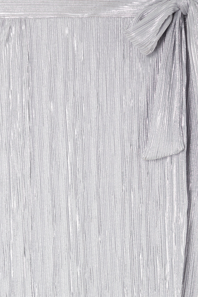 NEVER FULLY DRESSED Silver Plisse Jaspre Wrap Skirt