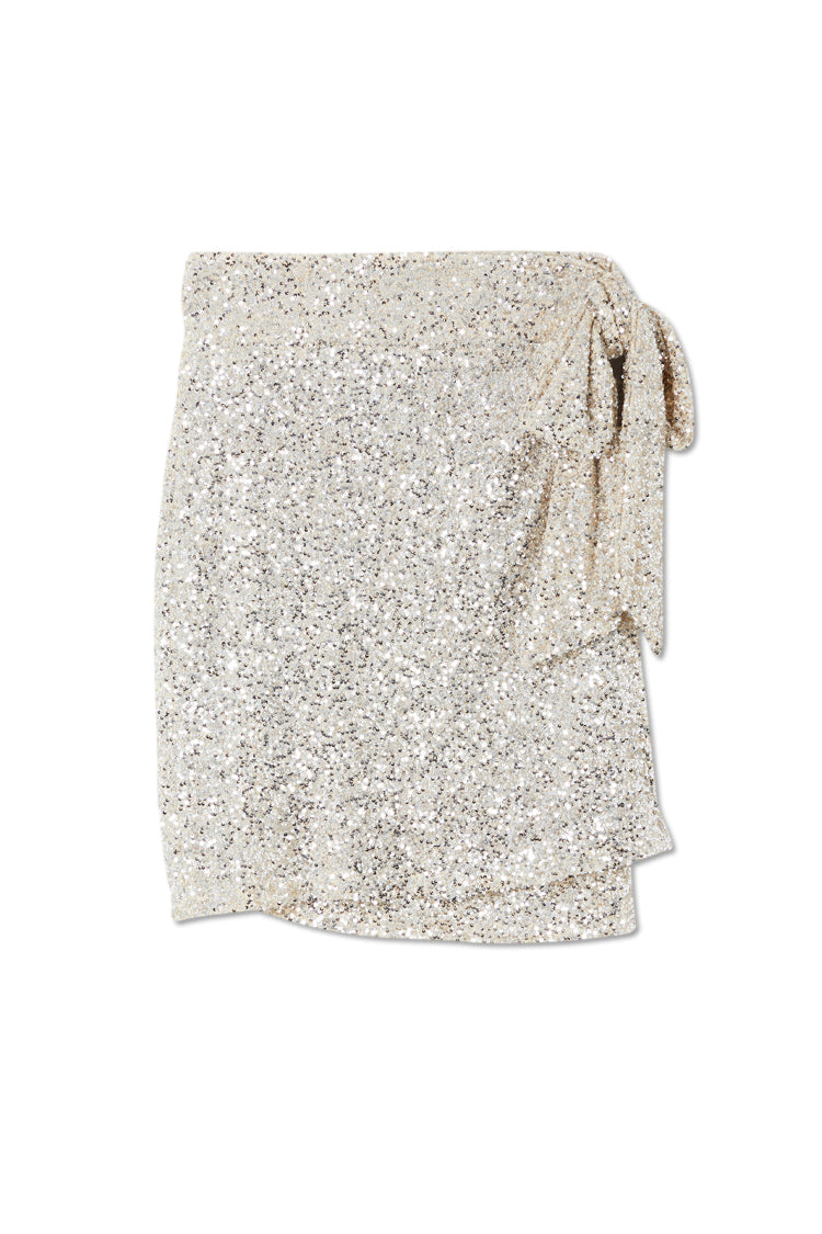 NEVER FULLY DRESSED Silver Sequin Mini Jaspre Skirt Petite