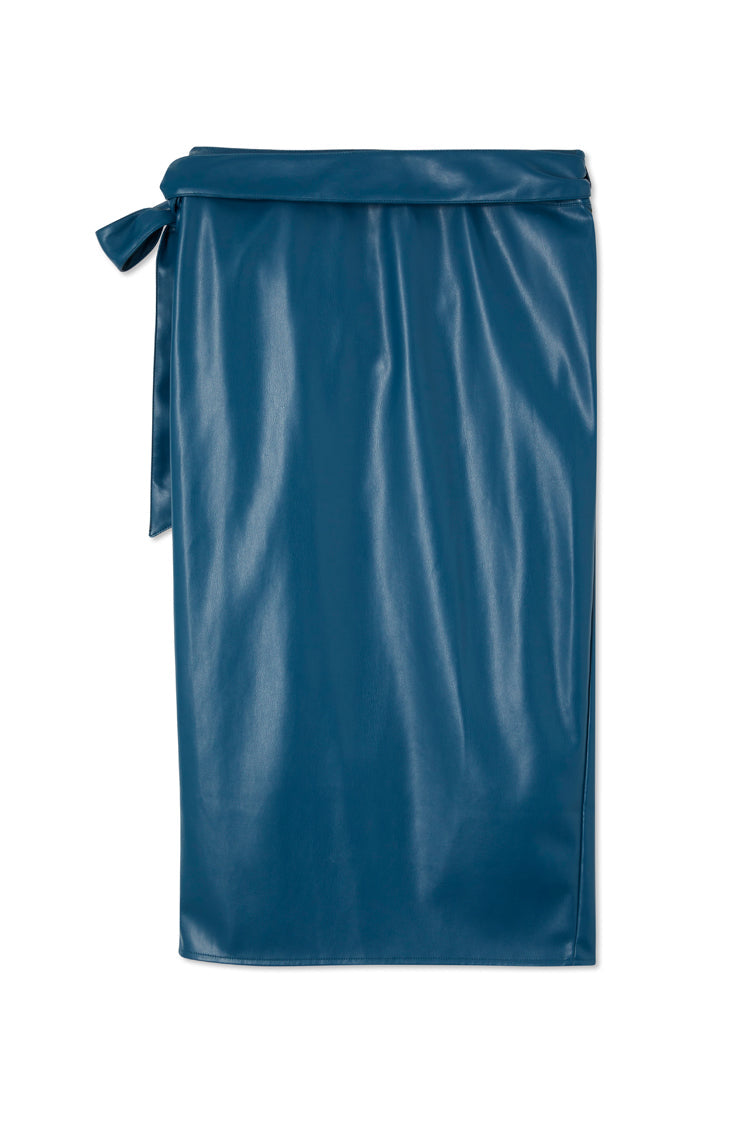NEVER FULLY DRESSED Teal Vegan Leather Jaspre Skirt