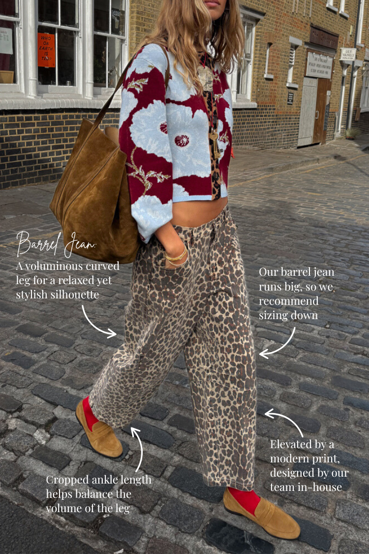 NEVER FULLY DRESSED Leopard Barrel Jean