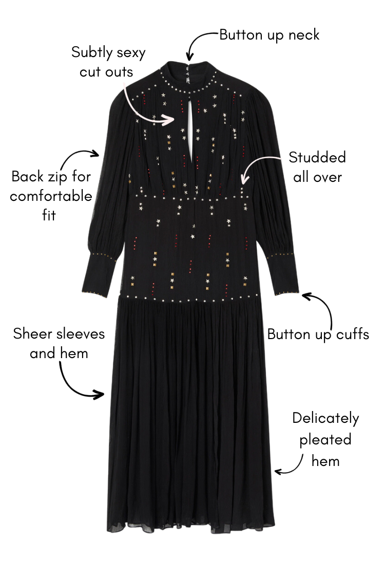 NEVER FULLY DRESSED Black Studded Azelea Dress