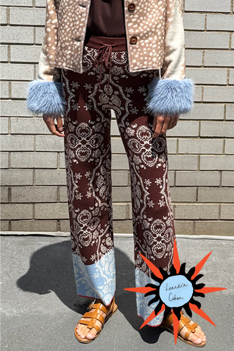 NEVER FULLY DRESSED Chocolate Bandana Wide Leg Trousers