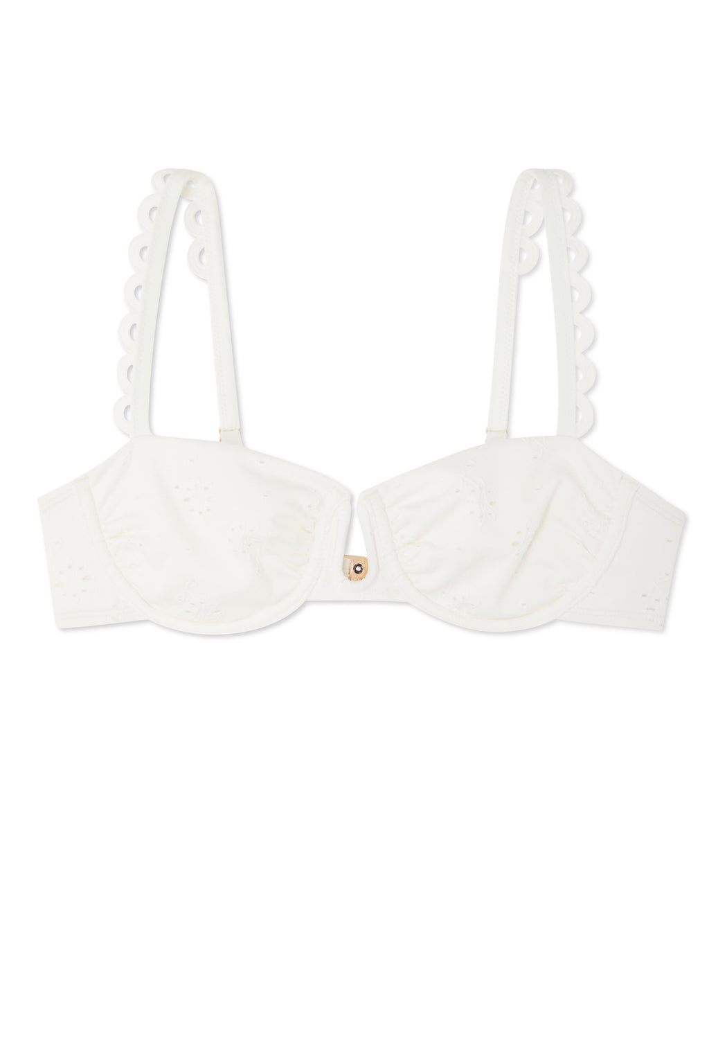 NEVER FULLY DRESSED Broderie White Bikini Top