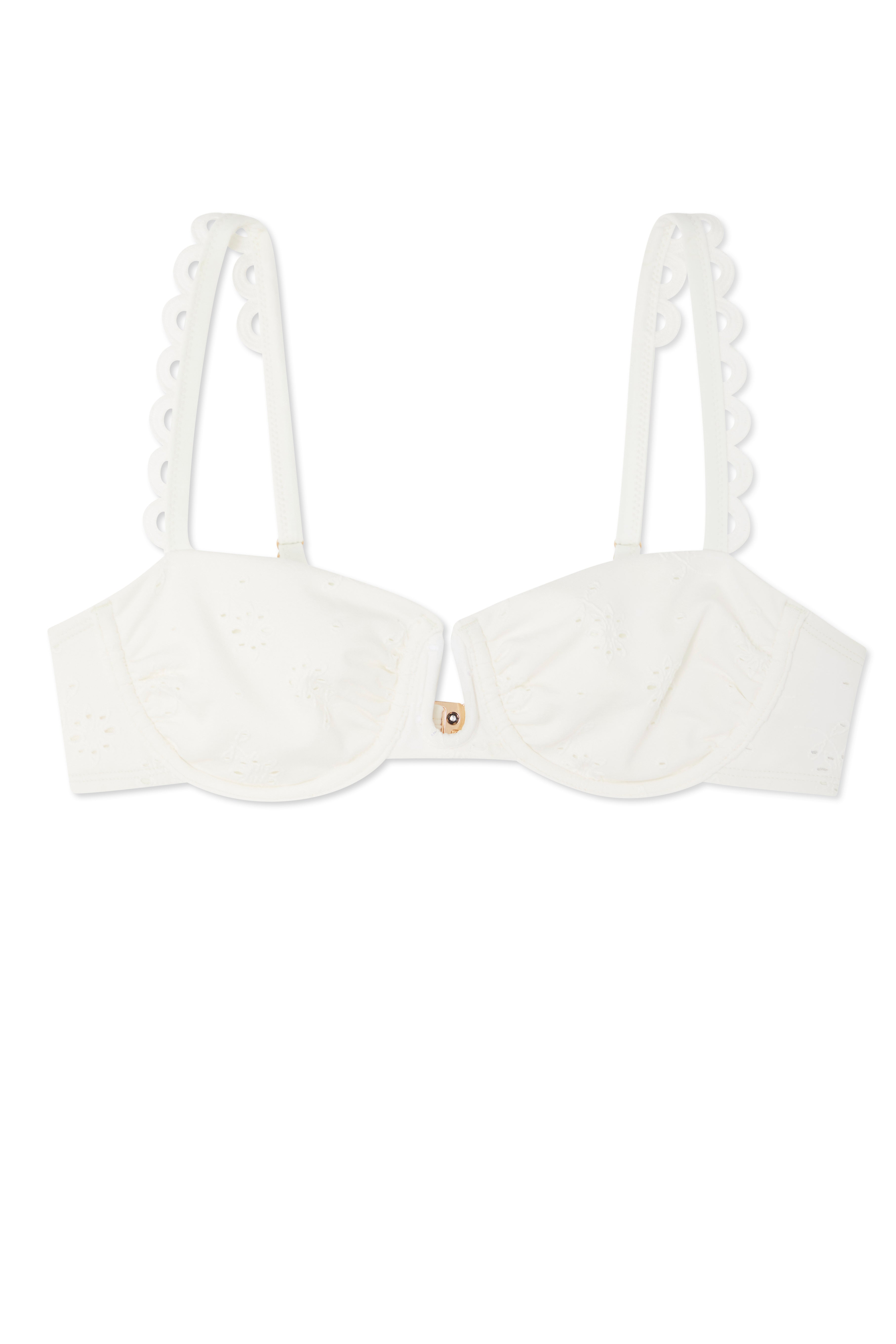 NEVER FULLY DRESSED Broderie White Bikini Top