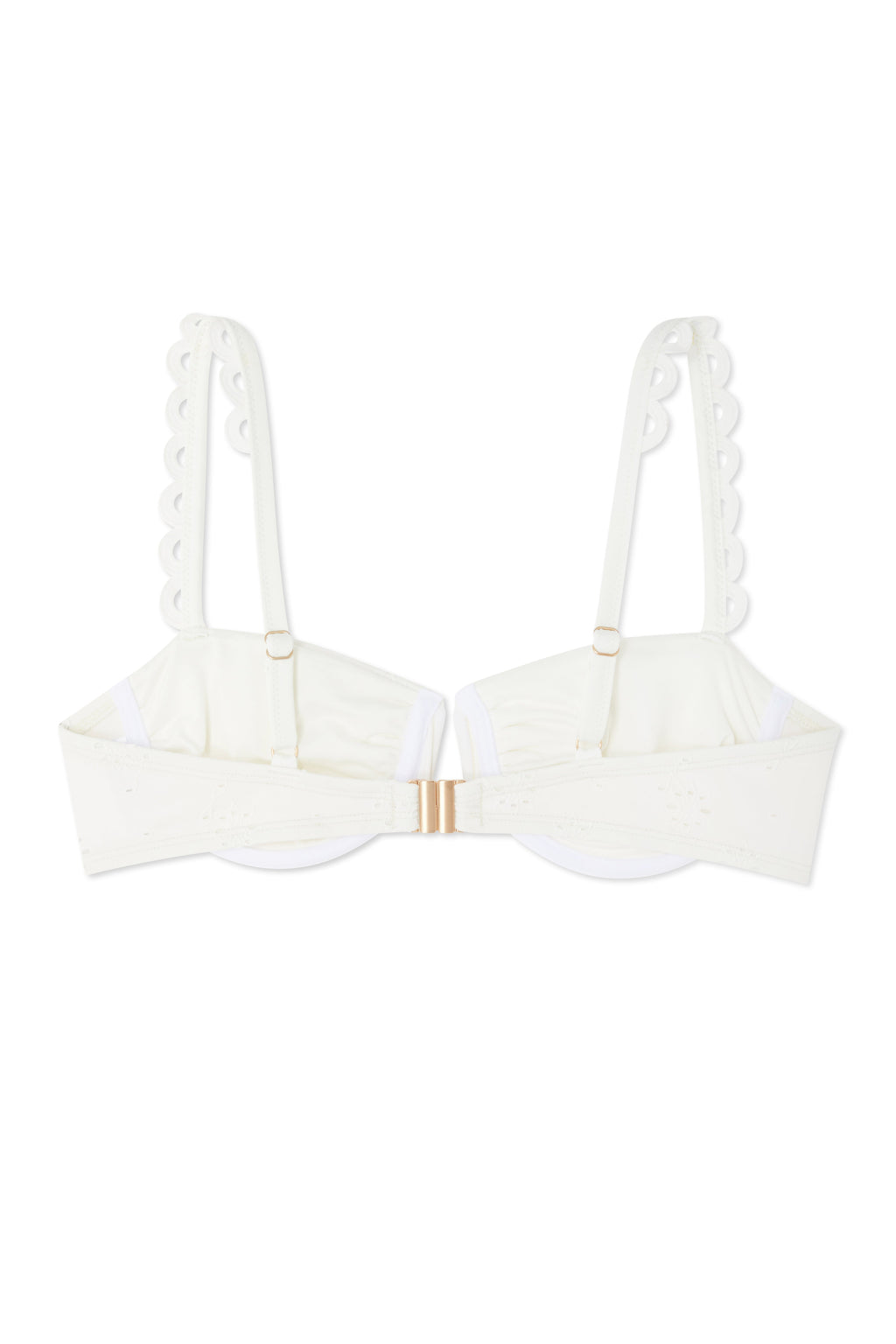 NEVER FULLY DRESSED Broderie White Bikini Top