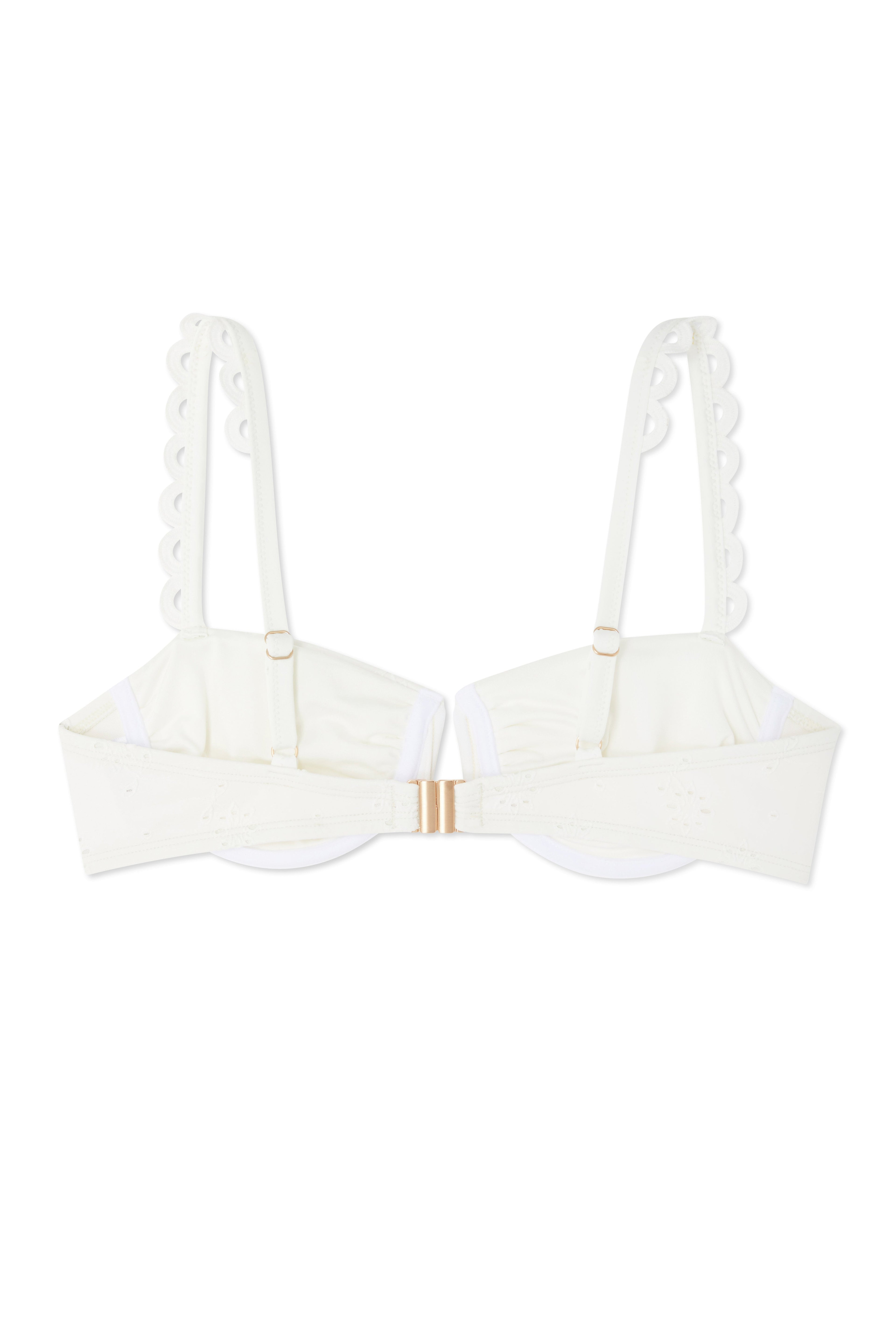 NEVER FULLY DRESSED Broderie White Bikini Top