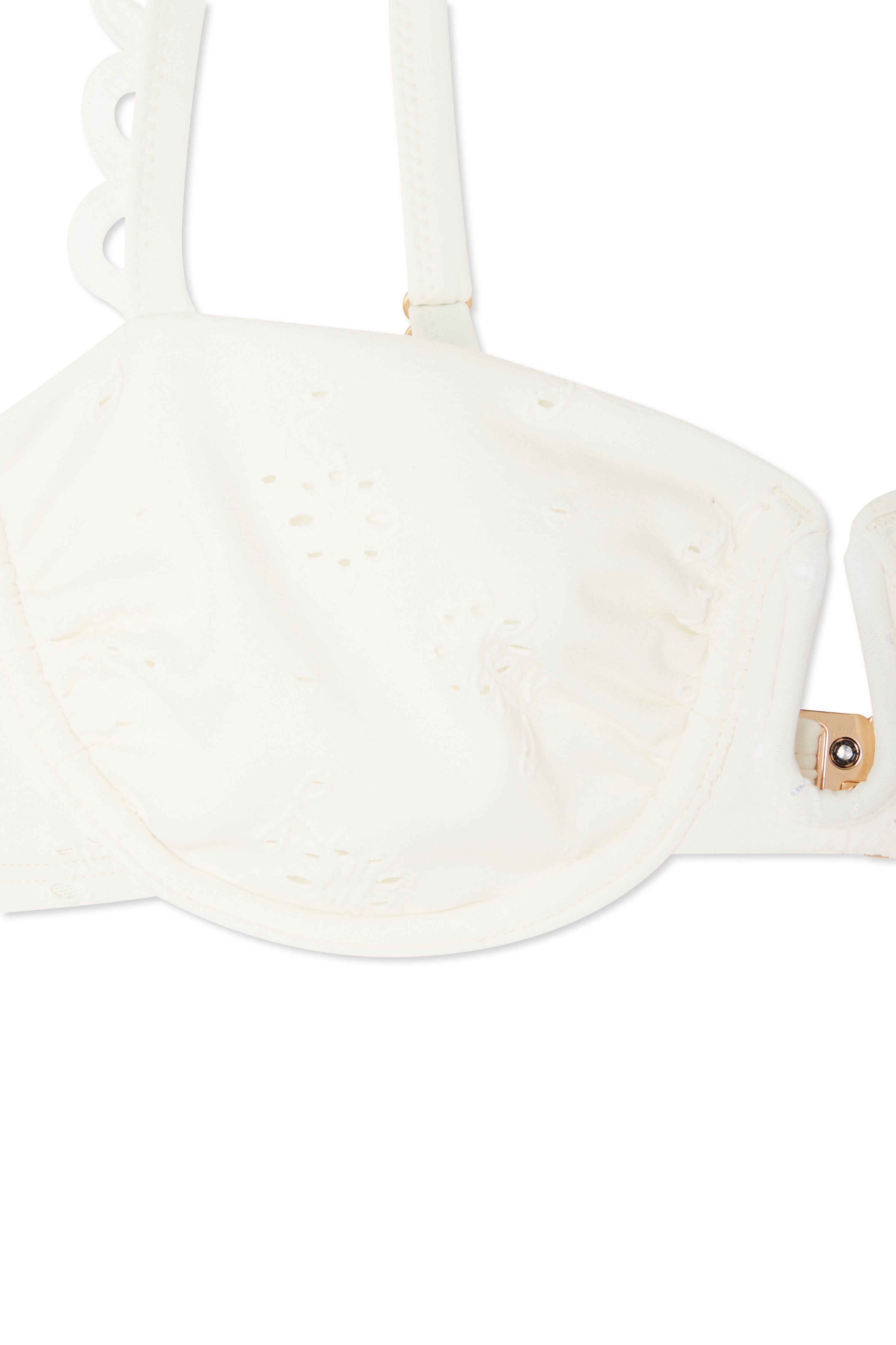 NEVER FULLY DRESSED Broderie White Bikini Top