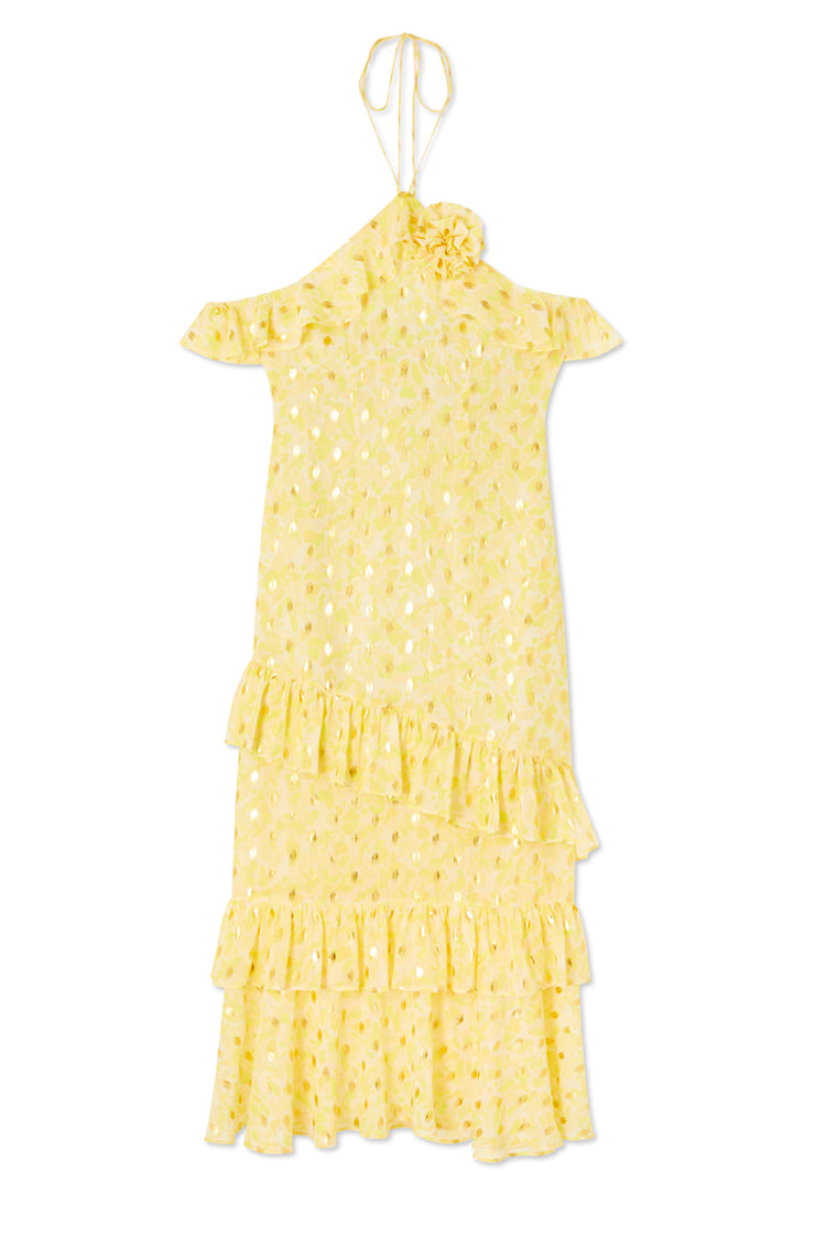  Yellow Floral Lulu Dress With Detachable Rose