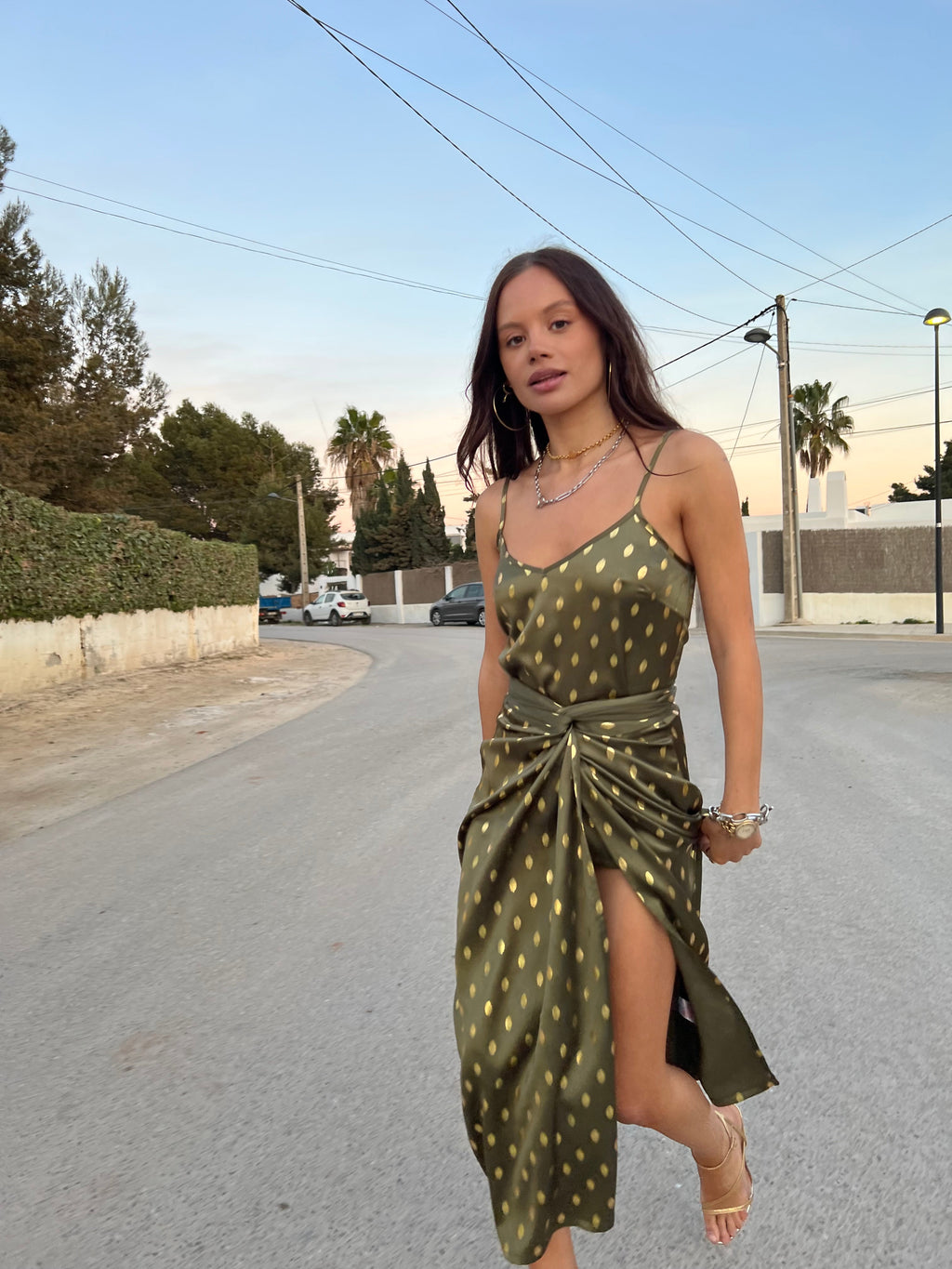 NEVER FULLY DRESSED Khaki Jaspre Skirt With Gold Fleck