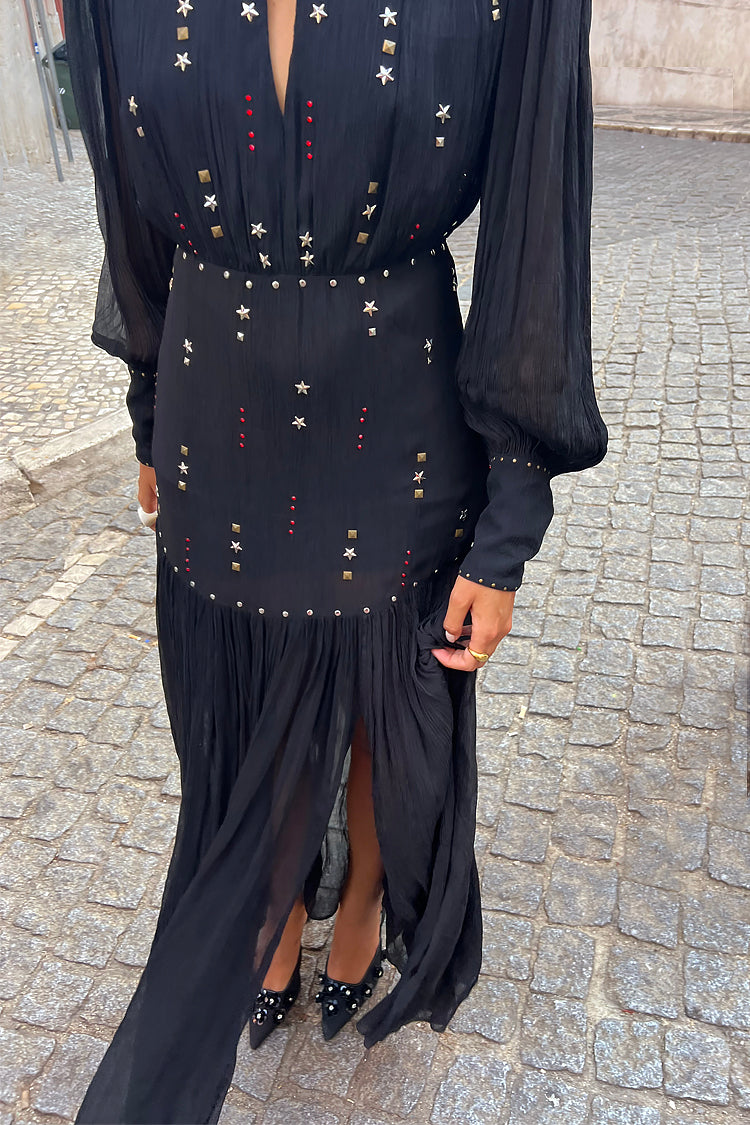 NEVER FULLY DRESSED Black Studded Azelea Dress