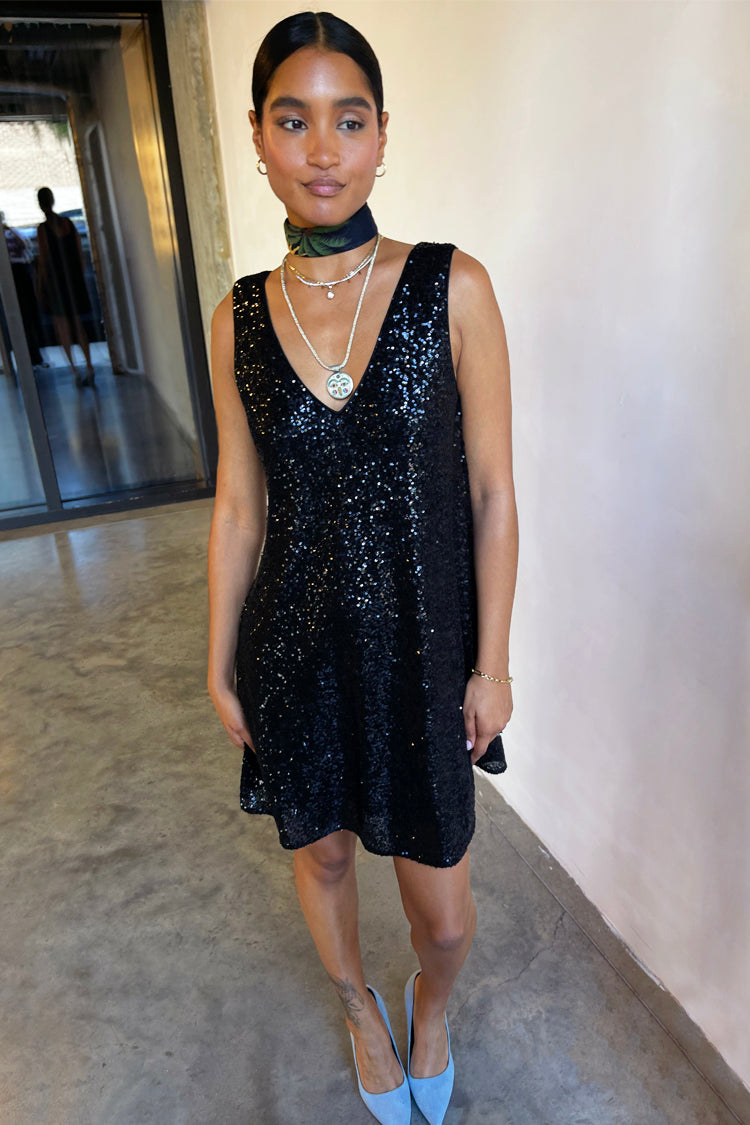 NEVER FULLY DRESSED Black Sequin Mini Ruby Dress