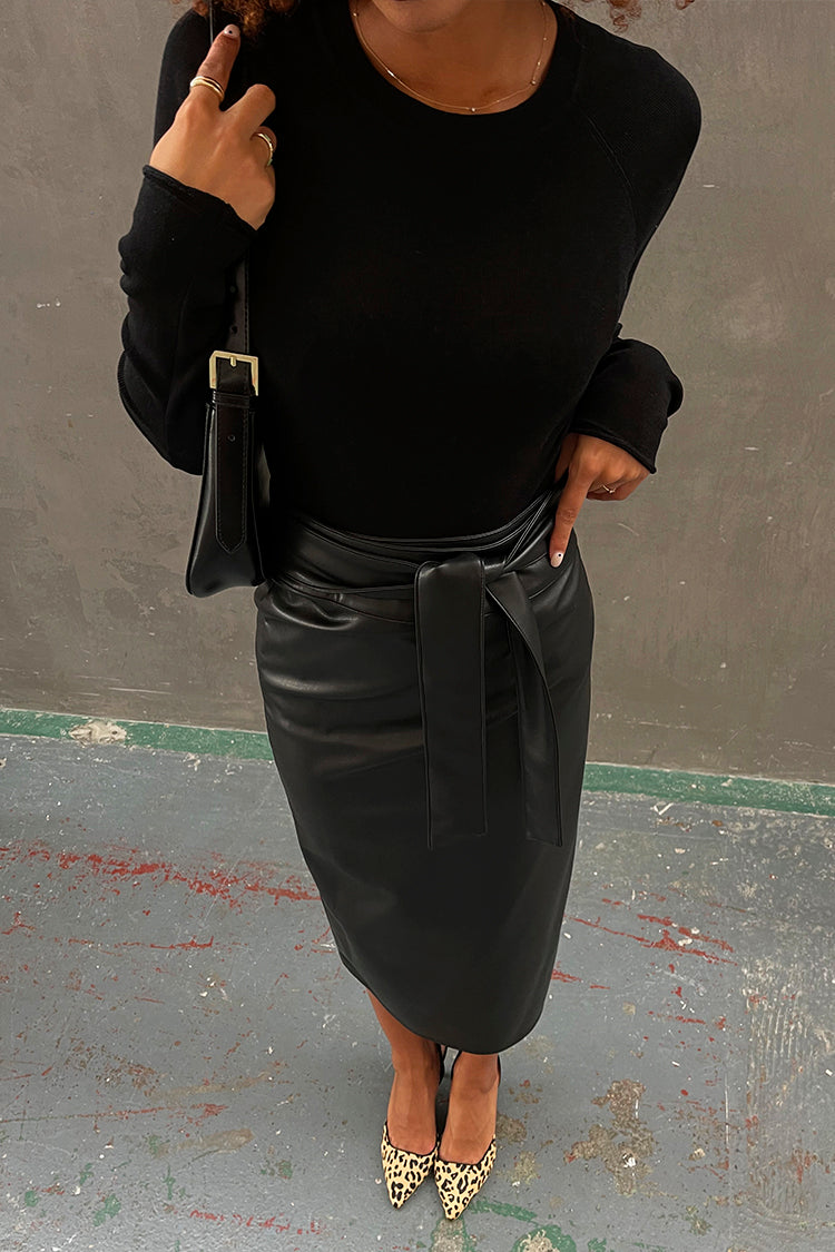 NEVER FULLY DRESSED Black Vegan Leather Jaspre Skirt